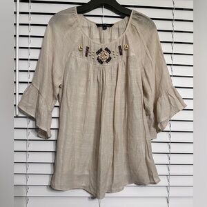 #9)  never worn ZAC & Rachel slightly sheer top with Ruffle sleeve Size Medium